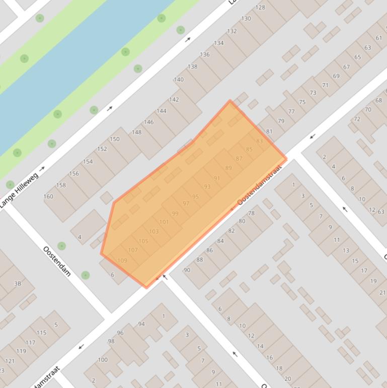 Kaart van postcodegebied 3073ND.