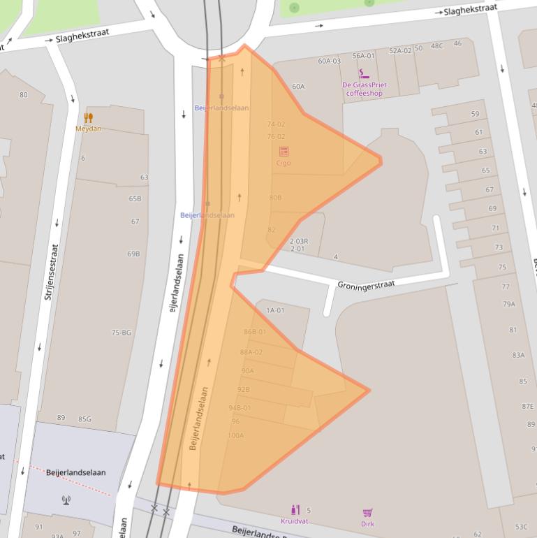 Kaart van postcodegebied 3074EM.