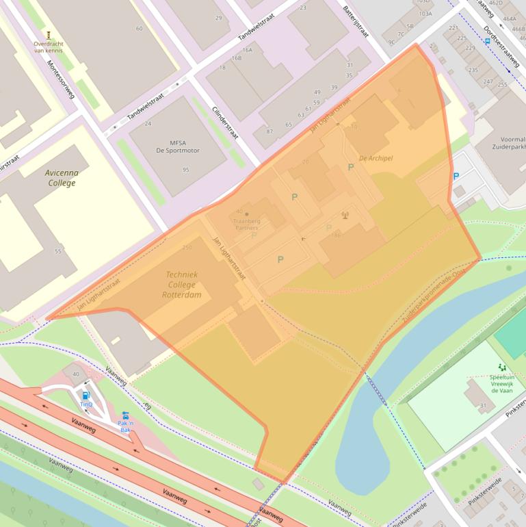 Kaart van postcodegebied 3083AM.