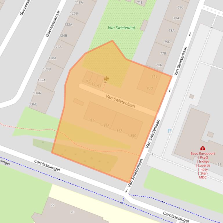 Kaart van postcodegebied 3083DX.