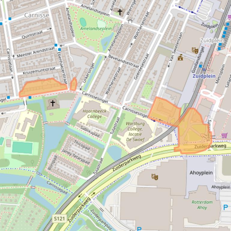 Kaart van postcodegebied 3083JA.