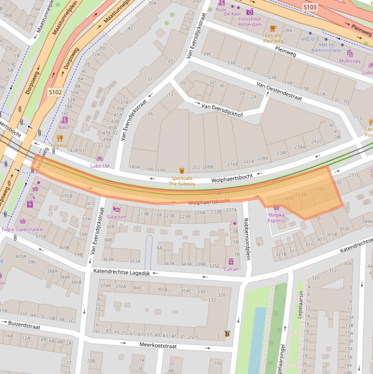Kaart van postcodegebied 3083ML.