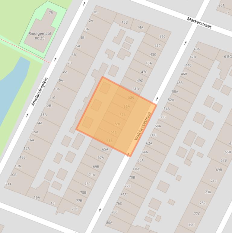 Kaart van postcodegebied 3083NG.