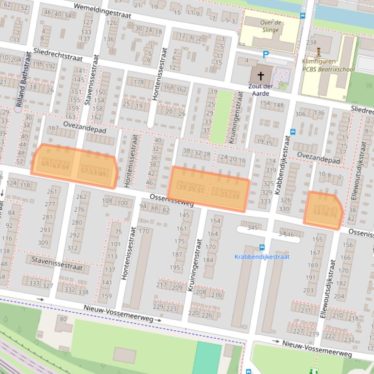 Kaart van postcodegebied 3086KW.