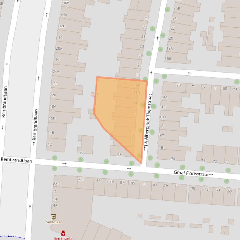 Kaart van postcodegebied 3117RA.