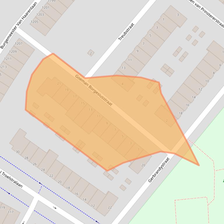 Kaart van postcodegebied 3118TV.