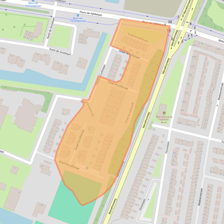 Kaart van postcodegebied 3132JC.