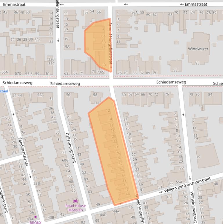Kaart van postcodegebied 3134CC.