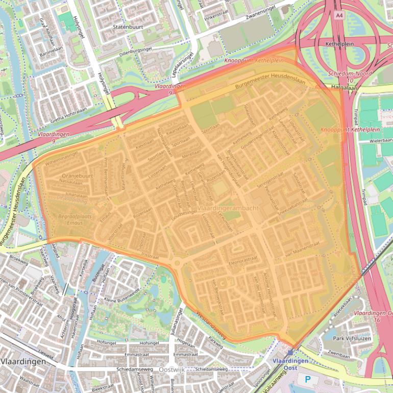 Kaart van postcodegebied 3135.