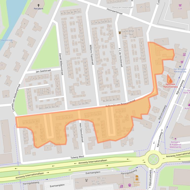 Kaart van postcodegebied 3222CA.
