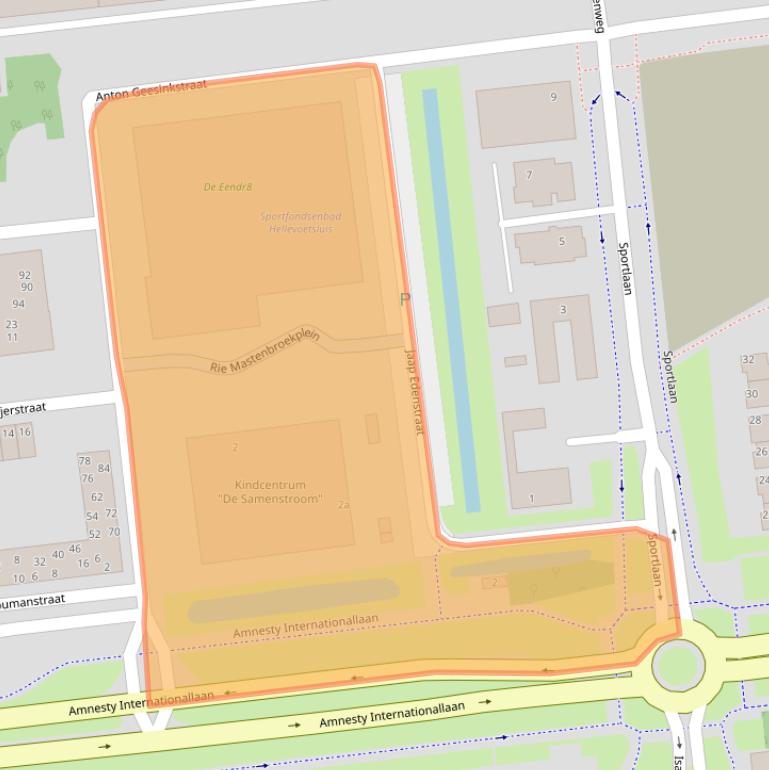 Kaart van postcodegebied 3223KJ.