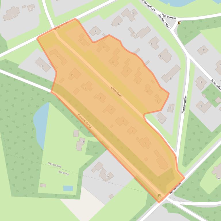 Kaart van postcodegebied 3233VB.