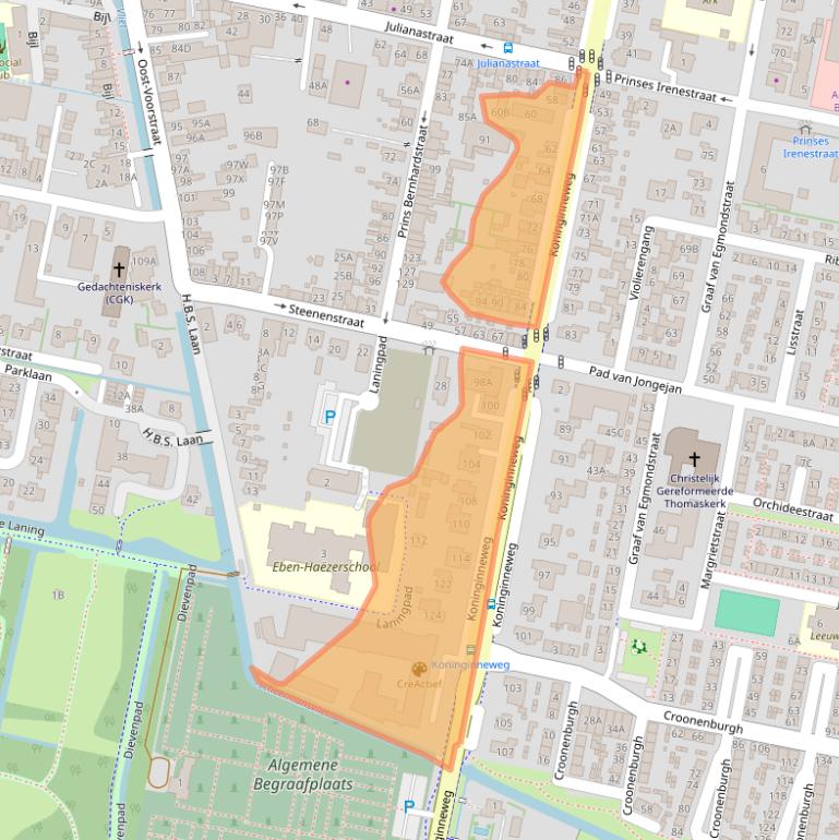 Kaart van postcodegebied 3262JD.