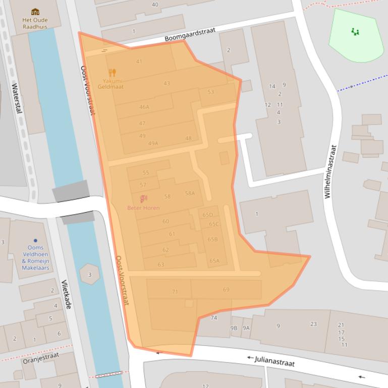 Kaart van postcodegebied 3262JG.