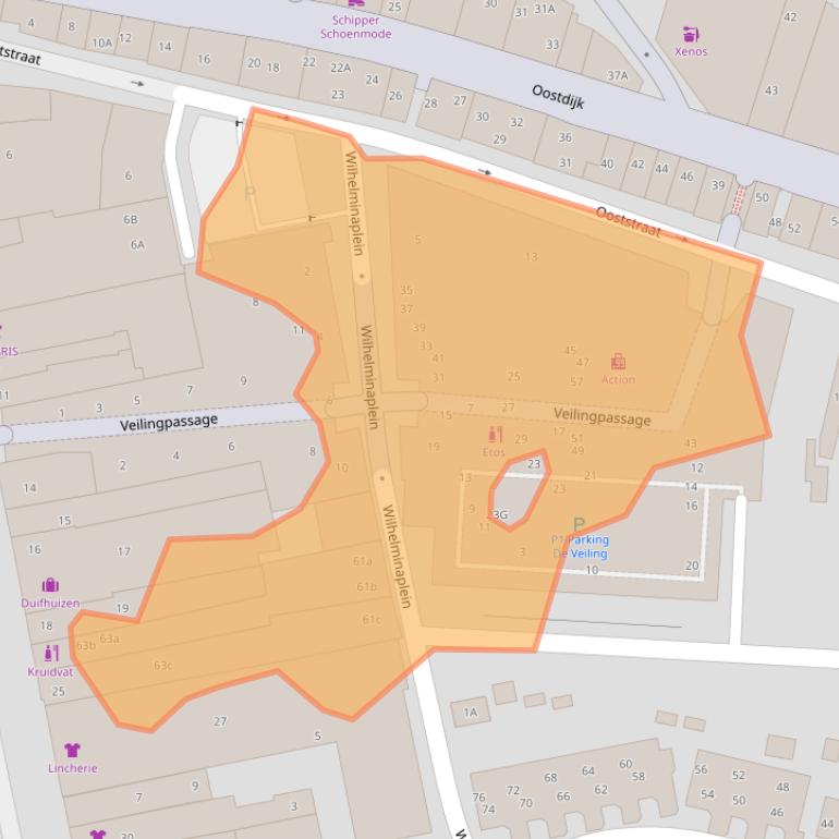 Kaart van postcodegebied 3262SW.