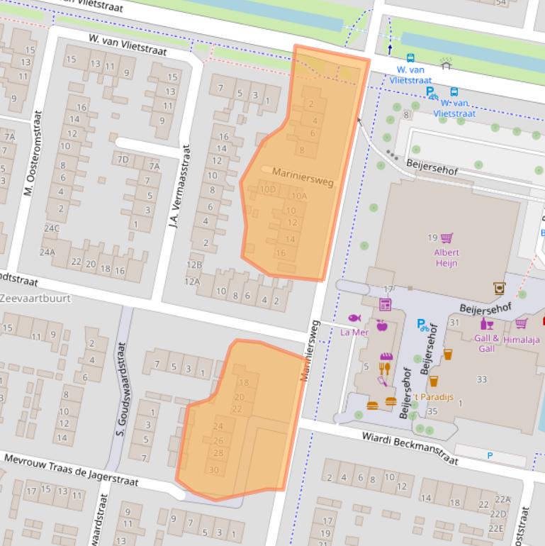 Kaart van postcodegebied 3262VE.