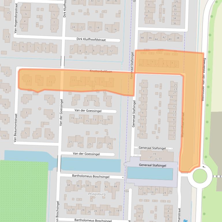 Kaart van postcodegebied 3281SN.