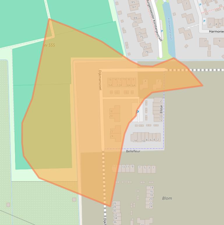 Kaart van postcodegebied 3286WB.