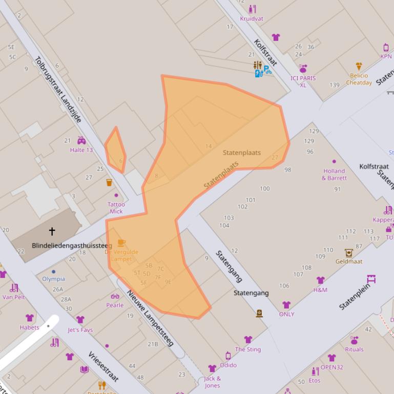 Kaart van postcodegebied 3311XV.