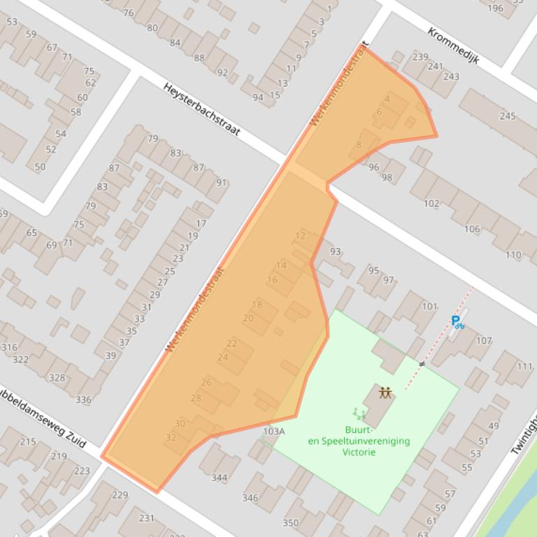 Kaart van postcodegebied 3312JW.