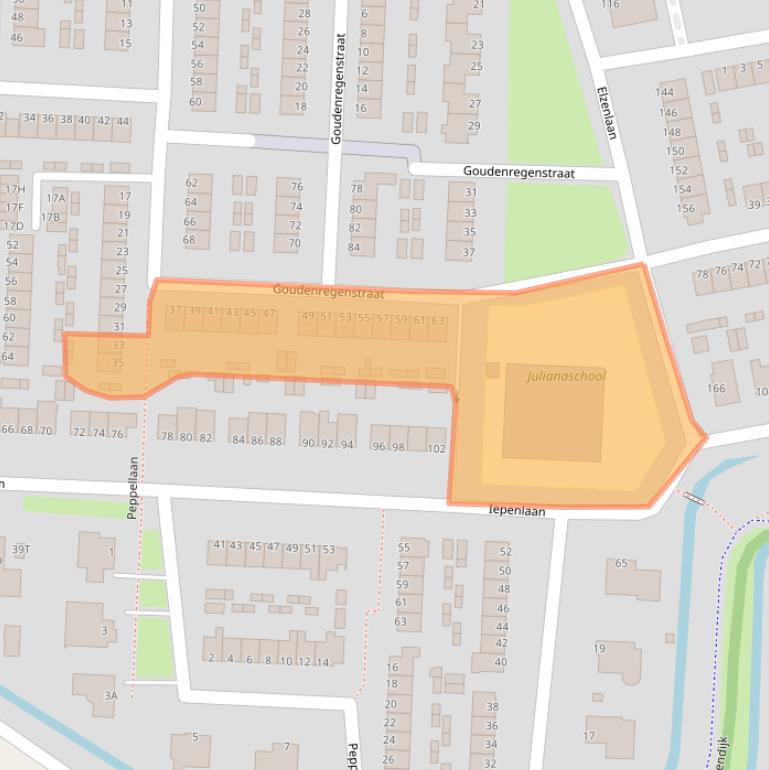 Kaart van postcodegebied 3319TB.