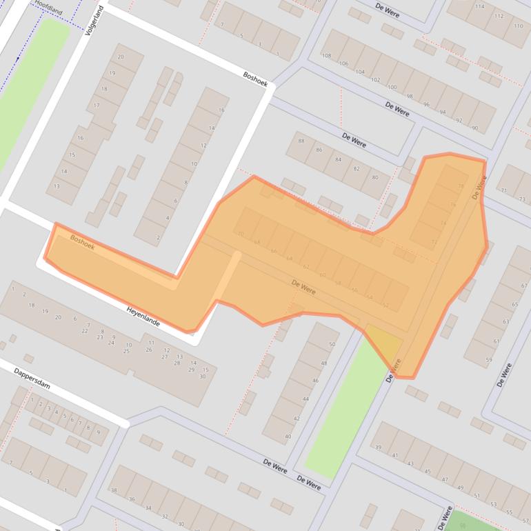 Kaart van postcodegebied 3332KG.