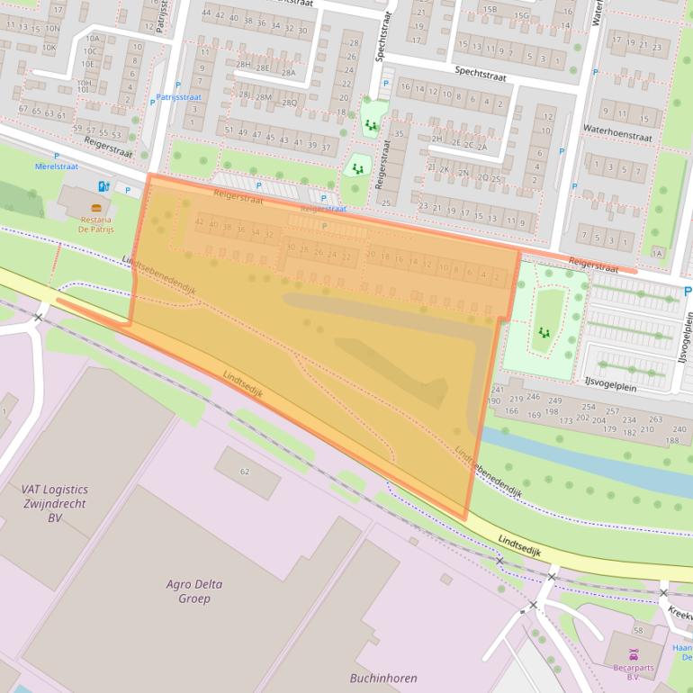 Kaart van postcodegebied 3334AE.