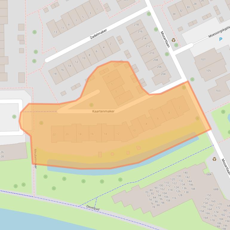 Kaart van postcodegebied 3335VE.