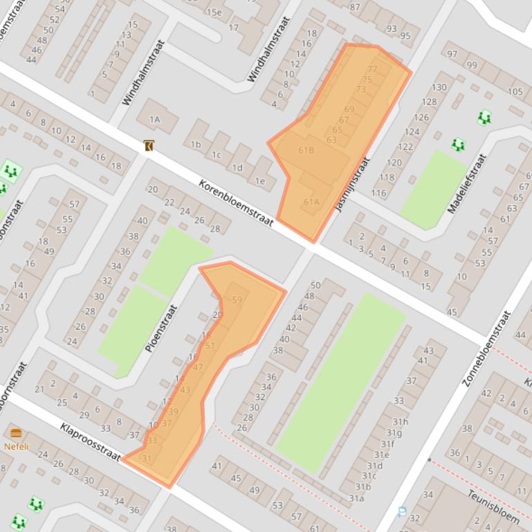 Kaart van postcodegebied 3353CG.