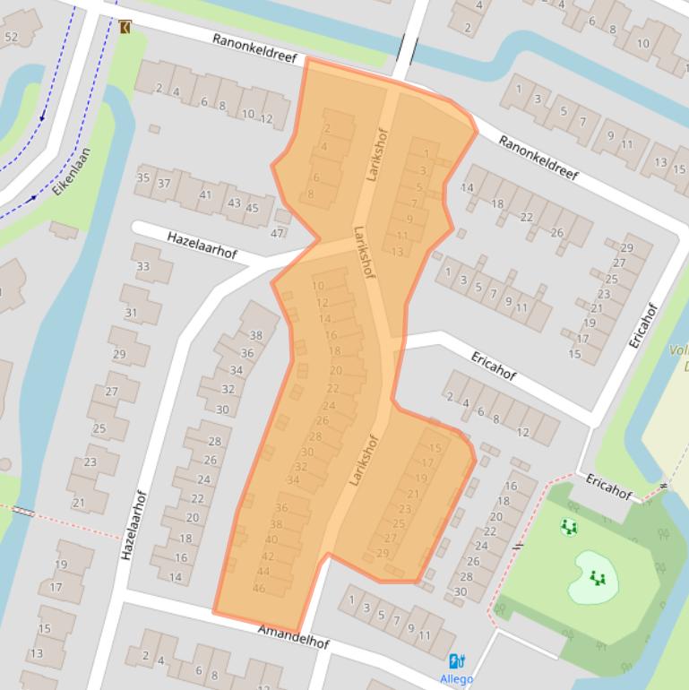 Kaart van postcodegebied 3355RD.