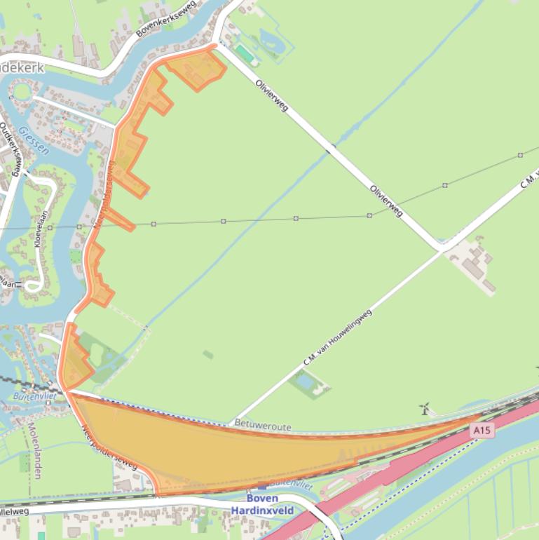 Kaart van postcodegebied 3381JR.