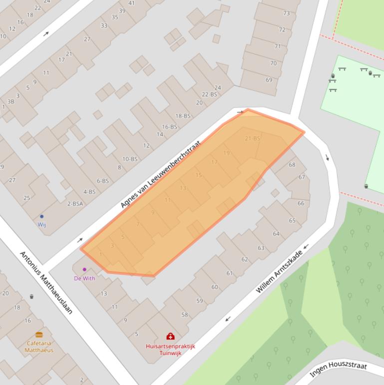 Kaart van postcodegebied 3515AX.