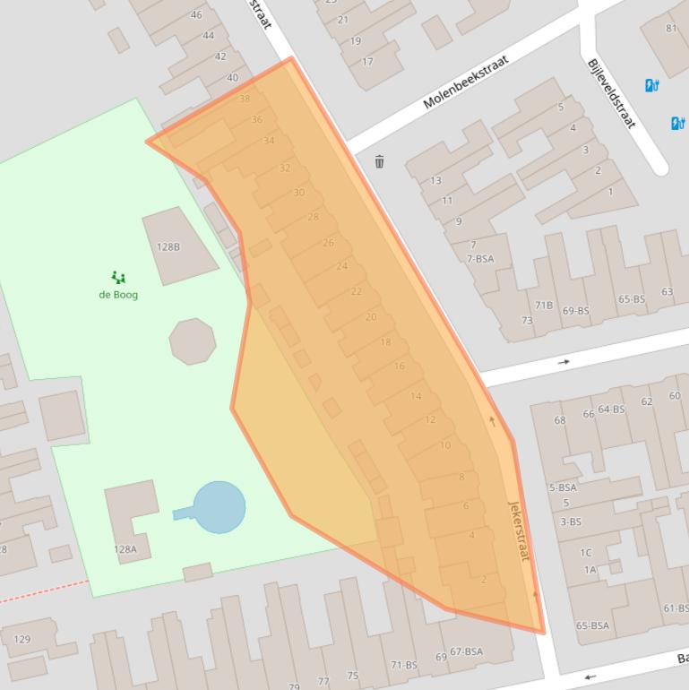 Kaart van postcodegebied 3521EG.