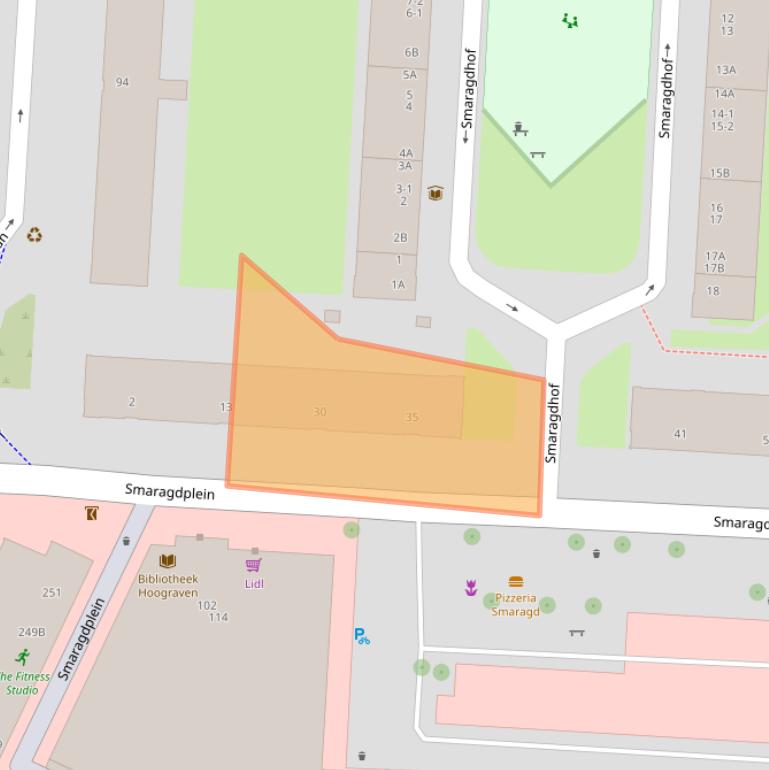 Kaart van postcodegebied 3523EB.