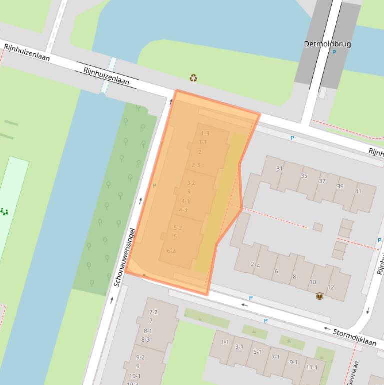 Kaart van postcodegebied 3523JE.