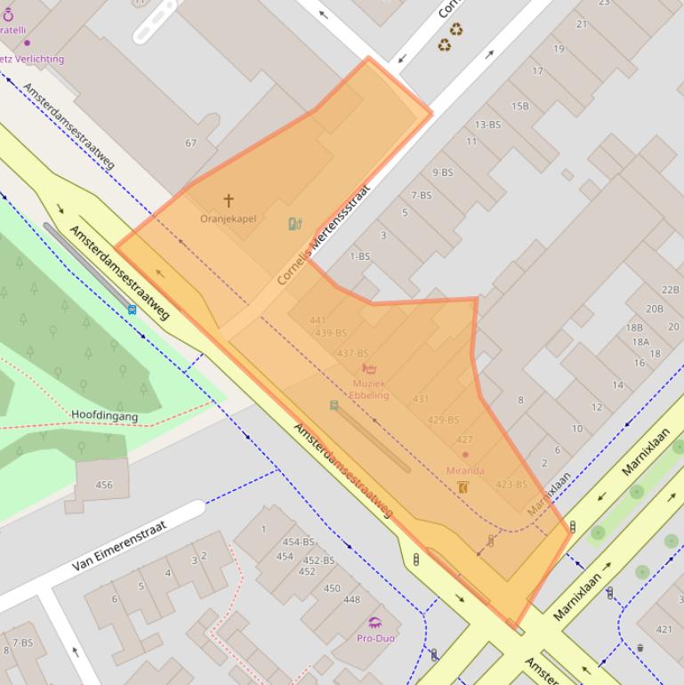 Kaart van postcodegebied 3553EA.