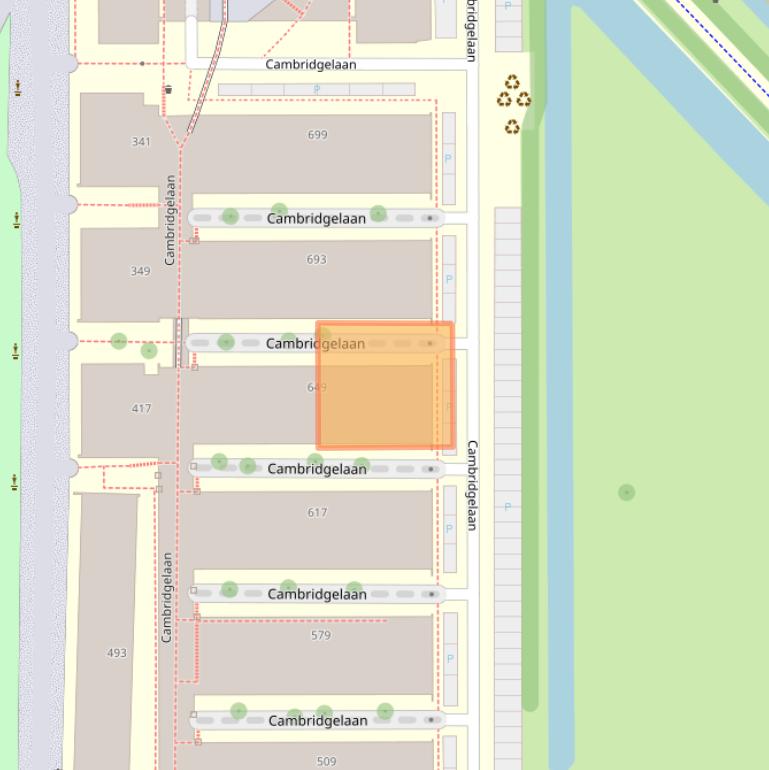 Kaart van postcodegebied 3584DN.