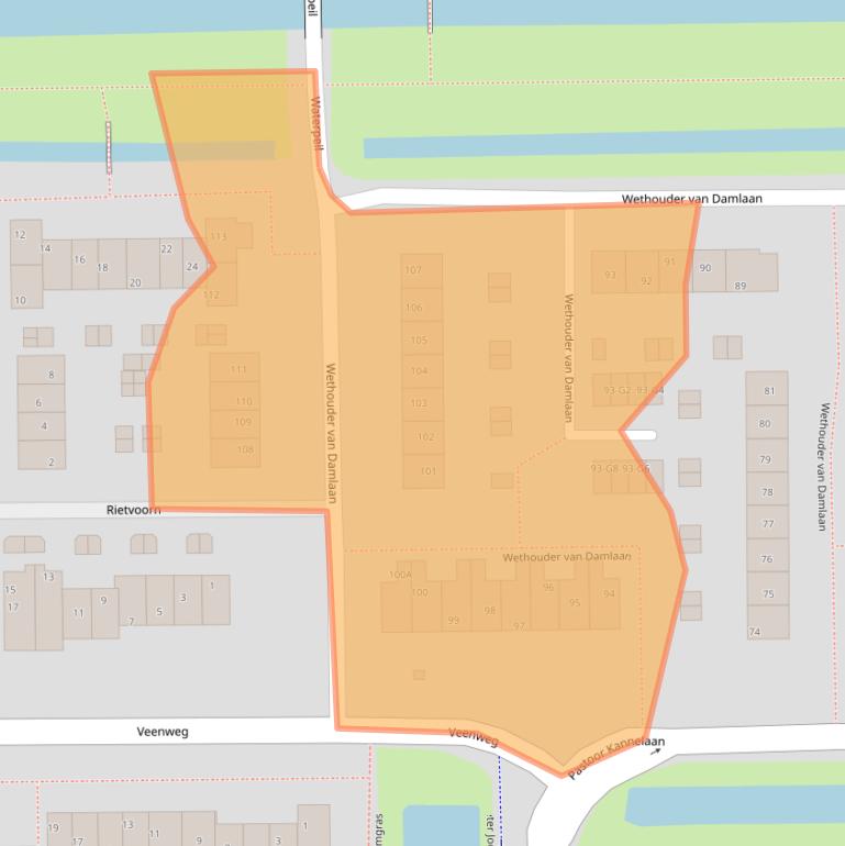 Kaart van postcodegebied 3648XP.