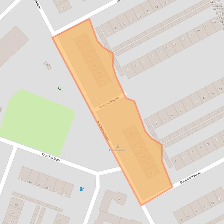 Kaart van postcodegebied 3722CC.