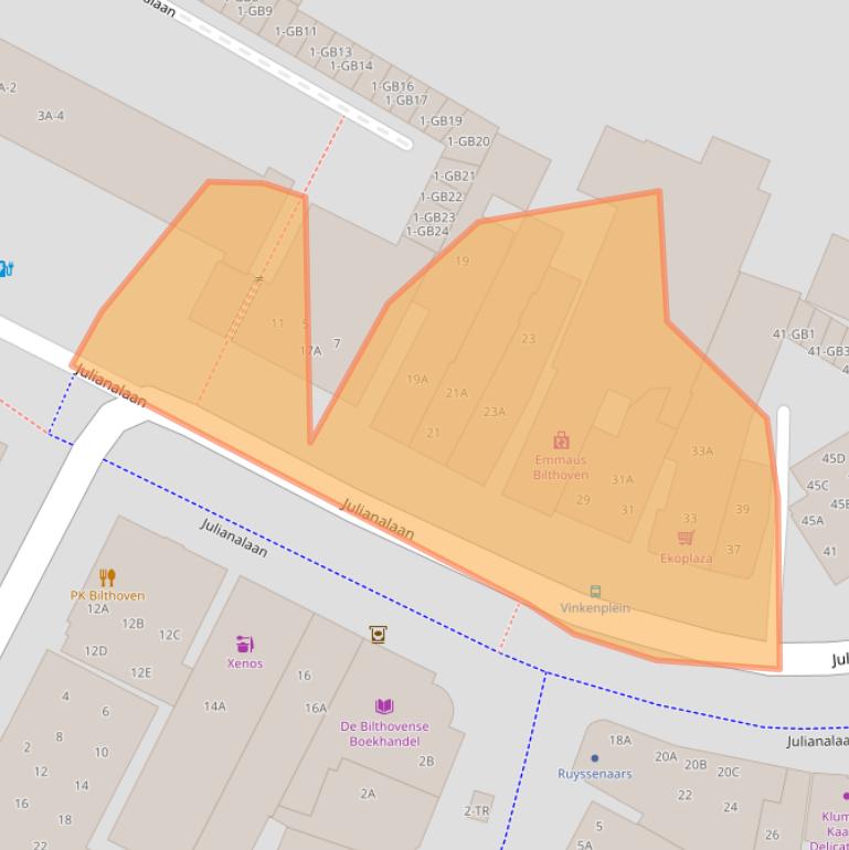 Kaart van postcodegebied 3722GD.