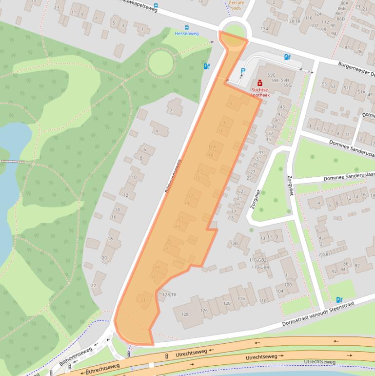 Kaart van postcodegebied 3731JA.