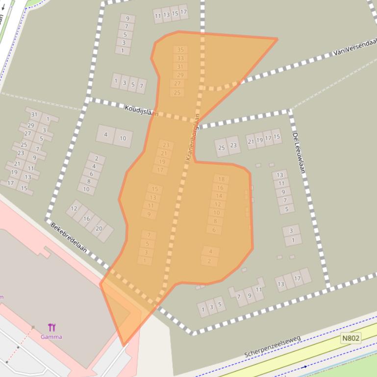 Kaart van postcodegebied 3772NX.