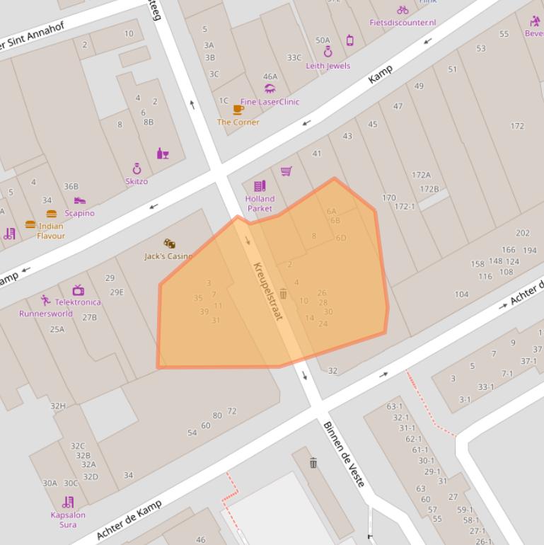 Kaart van postcodegebied 3811HZ.