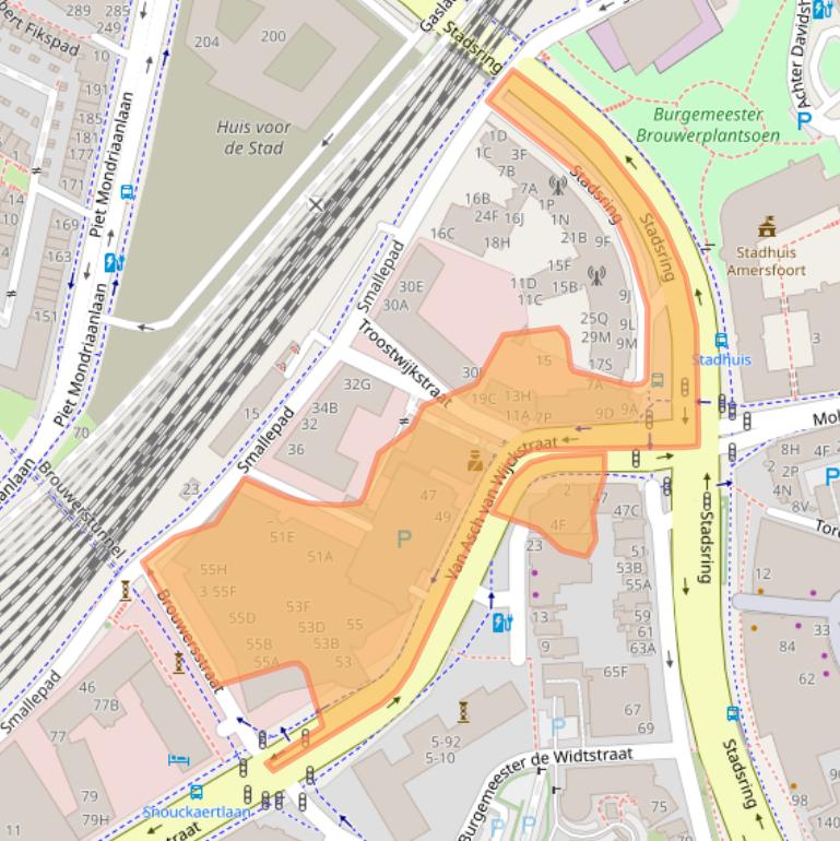 Kaart van postcodegebied 3811LP.