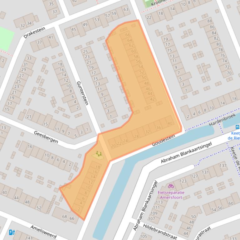 Kaart van postcodegebied 3813RH.