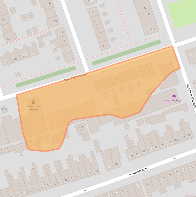 Kaart van postcodegebied 3814RB.