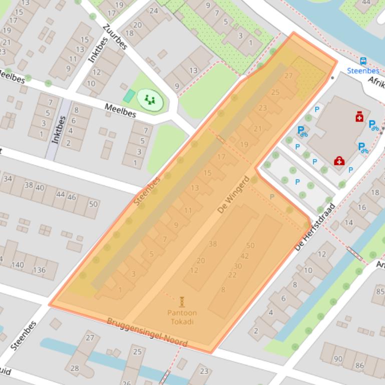 Kaart van postcodegebied 3823CT.