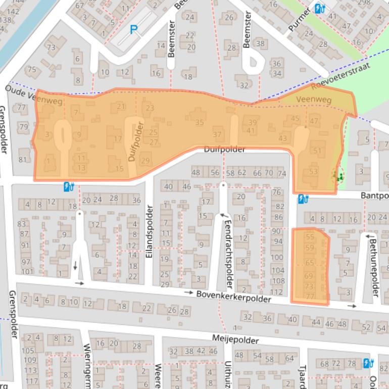 Kaart van postcodegebied 3825JC.