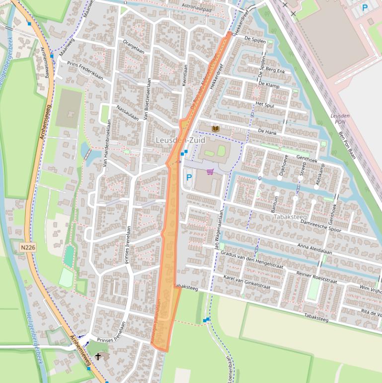 Kaart van postcodegebied 3832BE.