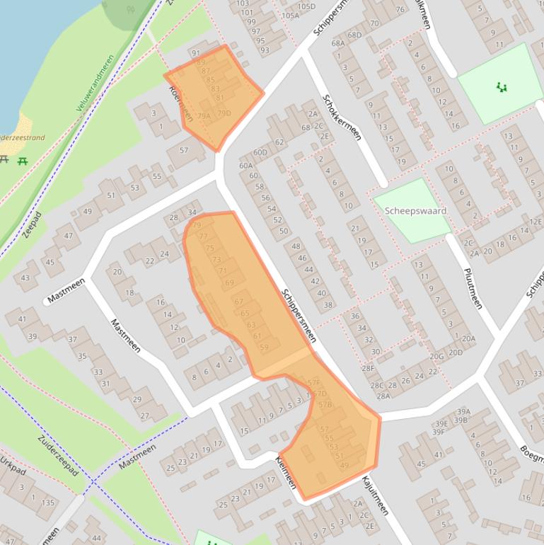 Kaart van postcodegebied 3844CL.